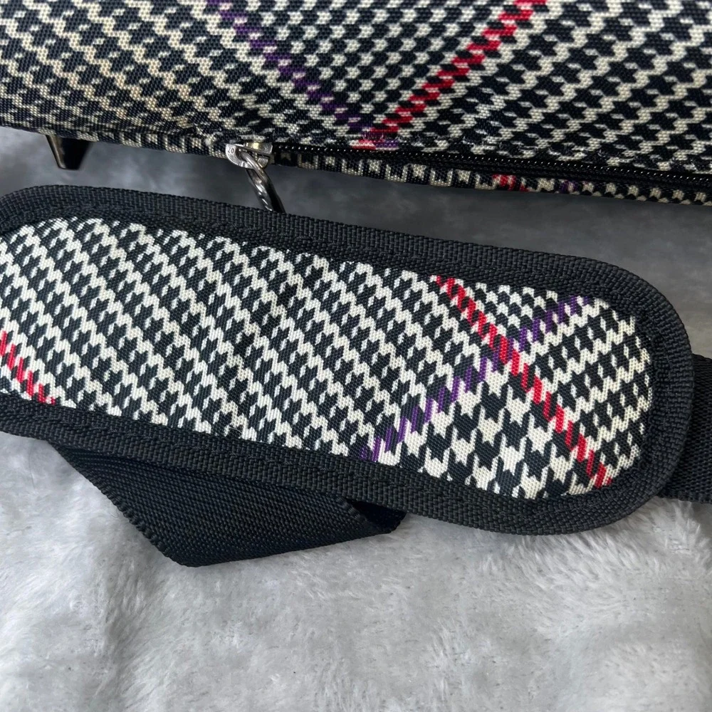 Chaps by Ralph Lauren Houndstooth Canvas/Leather Duffle‎ Bag Removable Strap
